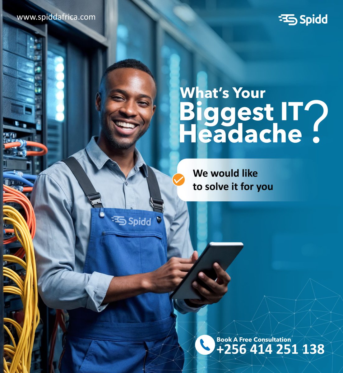 What’s your biggest IT headache?

Downtime? Slow systems? Security issues?

Let Spidd Africa solve it — fast, neat &amp; secure.
We make tech easy so you can focus on growing your business.
📞 Book your FREE consultation: +256 414 251 138
🌐 spiddafrica.com

#TechMadeEasy