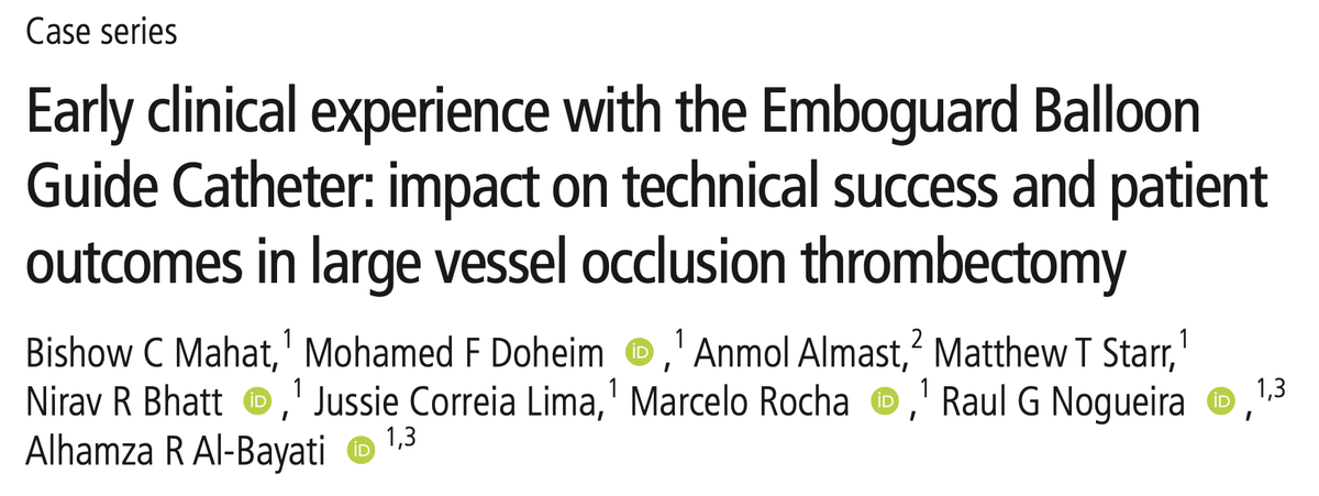 Mohamed F Doheim, MD (@fahmy_doheim) on Twitter photo Check out our experience using the newer-generation Emboguard BGC for treating LVOs in the anterior circulation — achieving FPE and mFPE rates of 48.6% and 56.9%, respectively (jnis.bmj.com/content/early/…). This study was led by <a href="/Bishow2337/">Bishow C. Mahat</a>, <a href="/AlAlBayati1/">Alhamza R. Al-Bayati, MD</a>, and the <a href="/PittStroke/">UPittStroke</a> team! Check out our experience using the newer-generation Emboguard BGC for treating LVOs in the anterior circulation — achieving FPE and mFPE rates of 48.6% and 56.9%, respectively (jnis.bmj.com/content/early/…). This study was led by <a href="/Bishow2337/">Bishow C. Mahat</a>, <a href="/AlAlBayati1/">Alhamza R. Al-Bayati, MD</a>, and the <a href="/PittStroke/">UPittStroke</a> team!