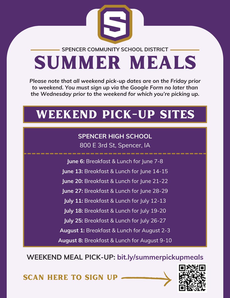 We are offering free meals for all students in the community ages 18 &amp; under. Meals will be provided on a first come, first serve basis. 🥗

Click here to sign up: bit.ly/summerpickupme….
