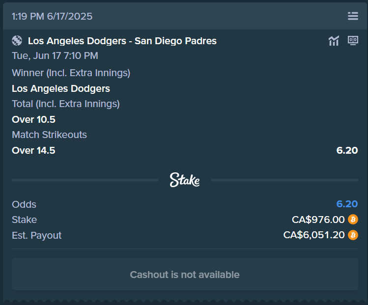 SchneckyIRL's tweet photo. ⚾️ANOTHER DODGER PARLEY DAY!??!

If this parley wins, I'll bless 4 people in chat with $25 reloads each!

✅Like/RT - Drop your Stake Usernames below!

👉Need help verifying on Stake? Just send me a DM! https://t.co/uMmEKAZDYt