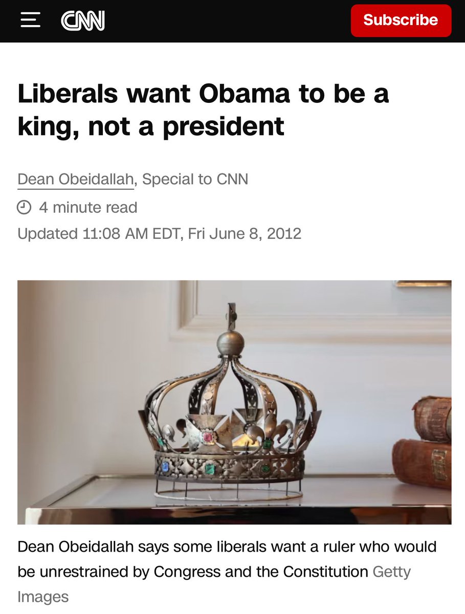 I thought Democrats were completely against Kings.

Isn’t that what the whole No Kings protest was about?!

How quickly they have forgotten what they wanted back in 2012. 🤭
