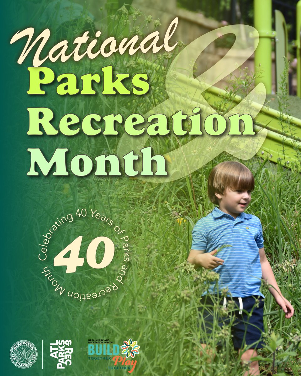 ATLParksandRec's tweet image. 🌳 July is National Parks & Recreation Month!
Did you know that living near parks boosts physical activity for both kids and adults? Parks also help reduce stress, strengthen relationships, and support mental health.
Atlanta is proud to #BuildTogetherPlayTogether with @NRPA