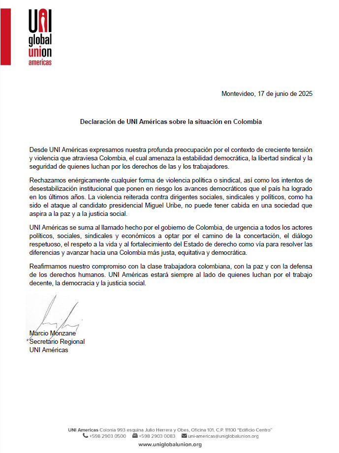 🇨🇴 UNI Américas se suma al llamado del gobierno de #Colombia: urge un compromiso real con el diálogo, concertación y el respeto a la vida.

Solo así será posible avanzar hacia una Colombia justa, equitativa y verdaderamente democrática.