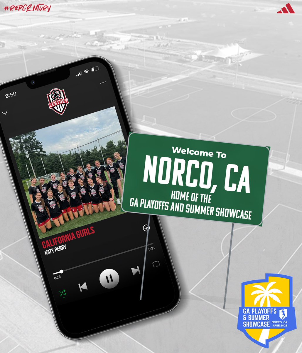 🌴 Welcome to Norco, CA! 🌴

Our 2010 Girls are headed to the GA Playoffs, while our 2008 and 2009 squads are ready to shine at the GA Summer Showcase! They are proud to #RepCentury on the national stage! Check back tomorrow for schedules!