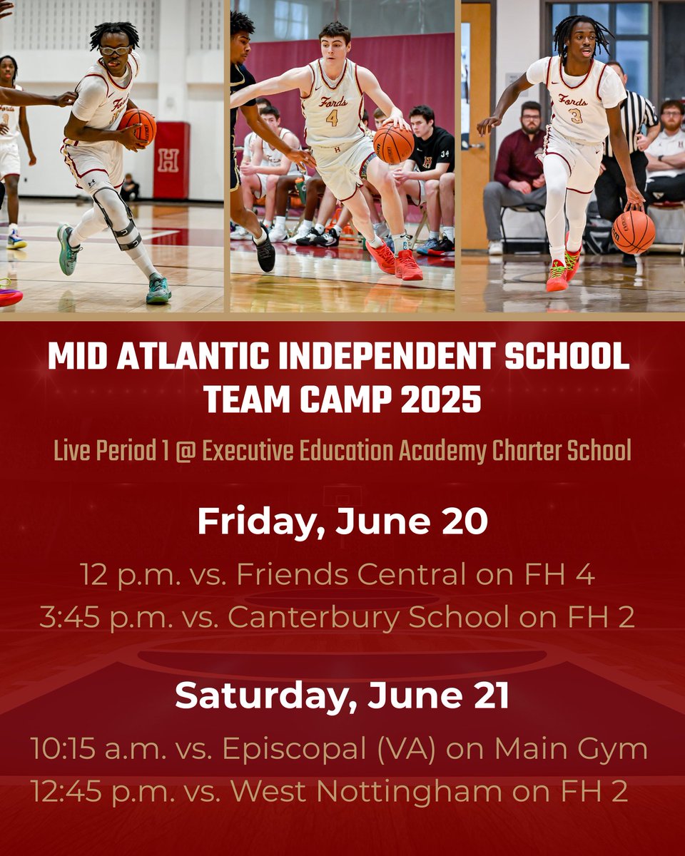 Live Period - Session 1 Schedule Release! We will be at Executive Education Academy Charter School in Allentown for the Mid Atlantic Independent School Team Camp this weekend!