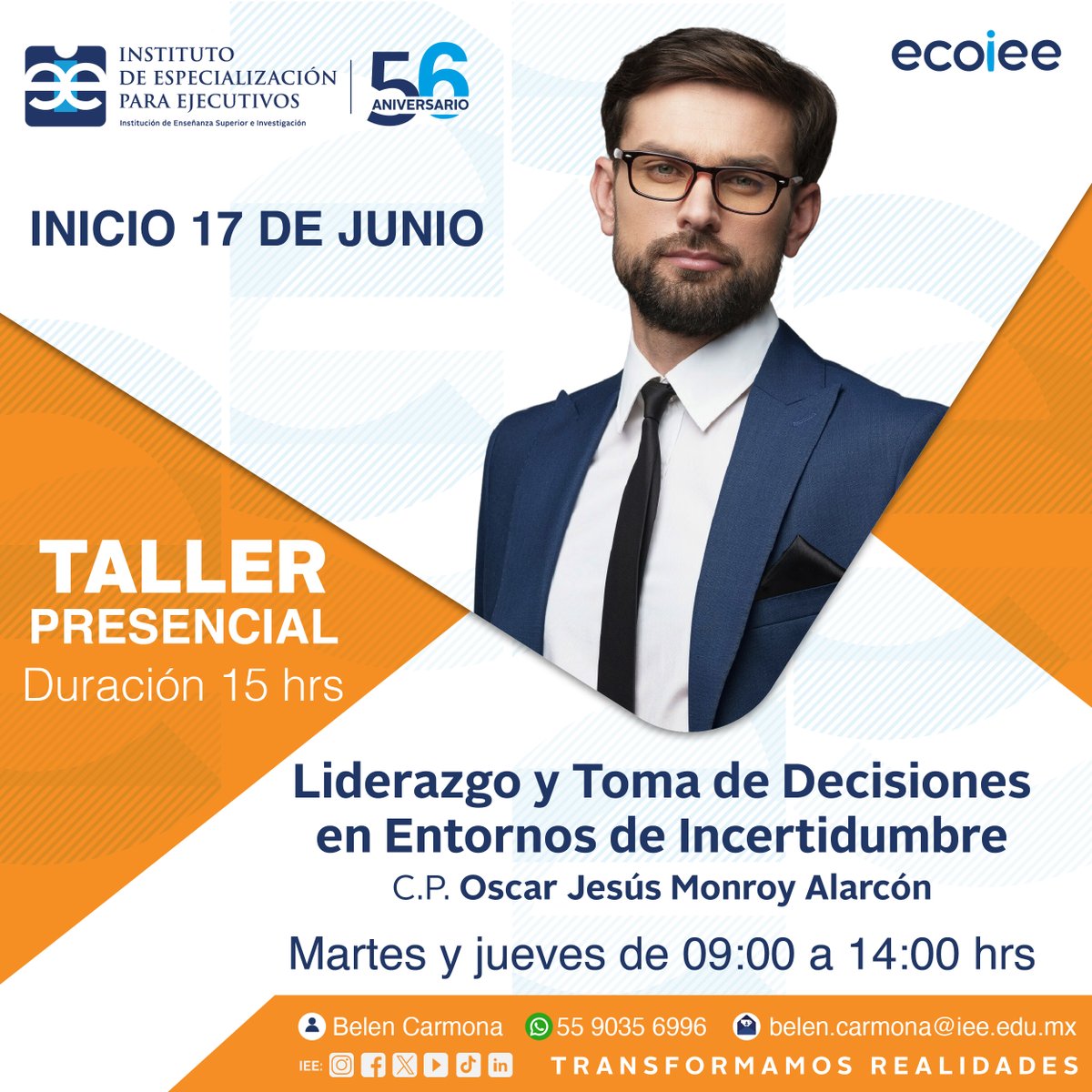 ¿Listo para liderar y decidir en tiempos de incertidumbre?
Inscríbete al taller Liderazgo y Toma de Decisiones en Entornos de Incertidumbre del IEE.
Desarrolla visión, resiliencia y toma decisiones estratégicas bajo presión.
📅 Inicio: 17 de junio
📲 Más info por DM.