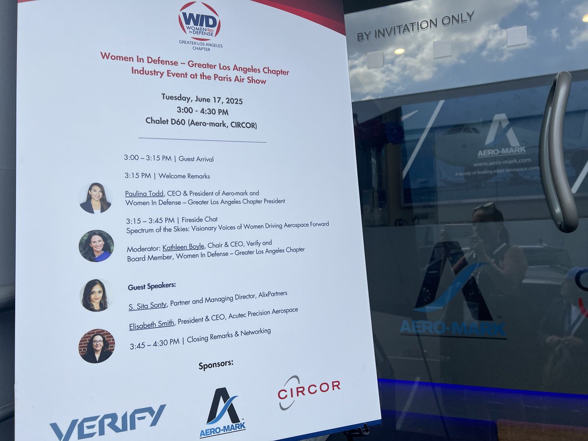 CirlotAgency's tweet image. This afternoon, members of the #TigerTeam attended the Women In Defense - Greater Los Angeles Chapter industry event at #PAS2025 and heard remarks from chapter president Paulina Todd, CEO and President of Aero-mark.
#TheCirlotAgency #ParisAirShow #WomenInDefense #Aeromark