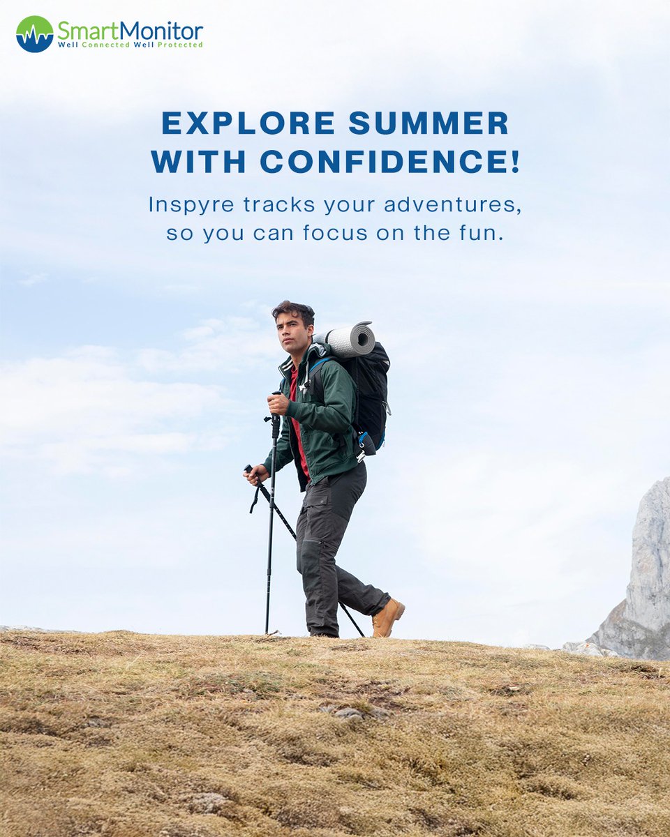 TheSmartMonitor's tweet photo. June is for outdoor adventures! 📷 Whether you’re hiking, biking, or picnicking, Inspyre by SmartMonitor keeps you safe with real-time monitoring. Share your summer plans in the comments! https://t.co/oGG9mBbUPj
