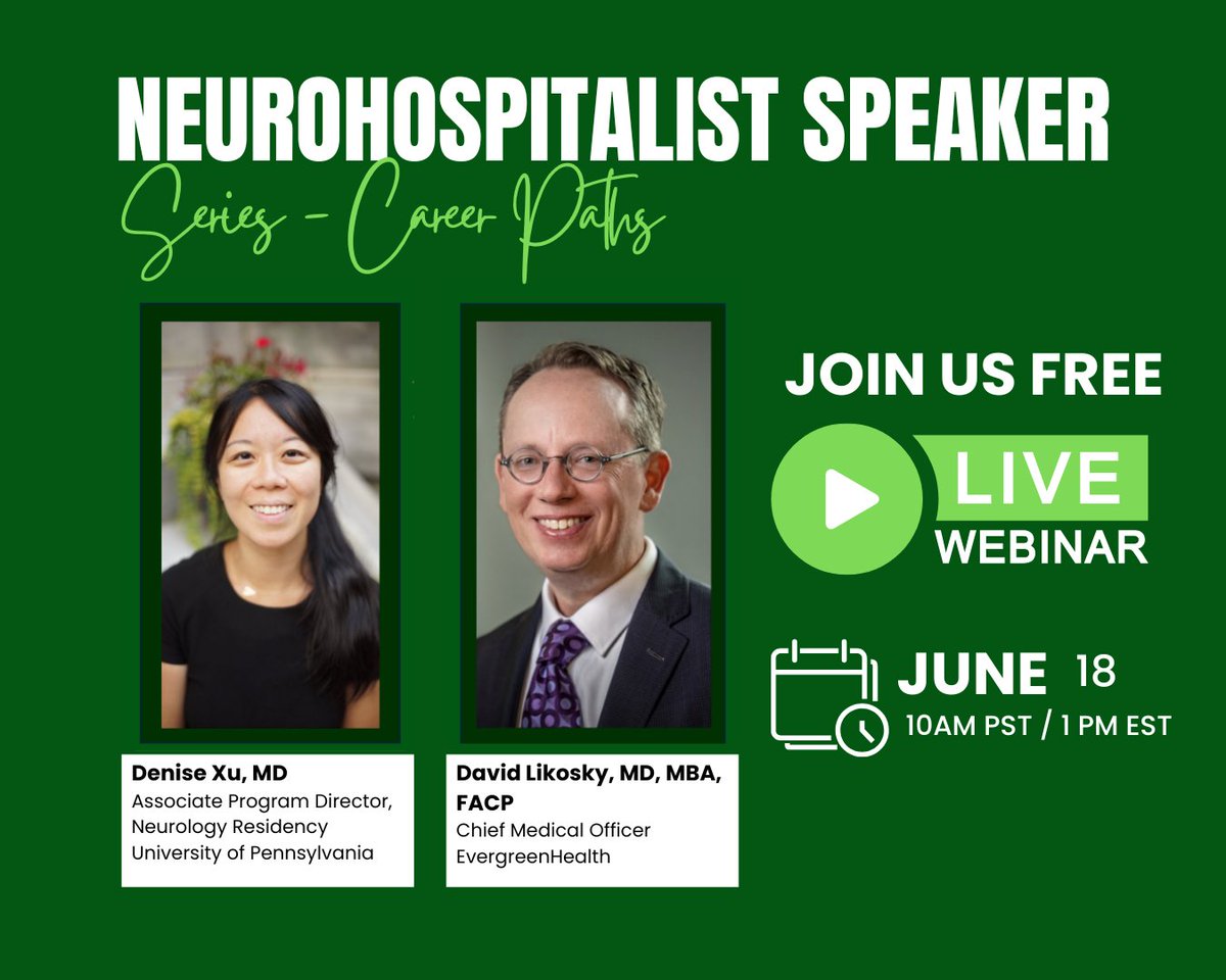 Neurohosp's tweet image. TOMORROW‼️ Save this post
New Neurohospitalist Speaker Series- Join our first webinar in this exciting quarterly series.
Tailored for trainees exploring neurohospitalist careers!
🔗 aan.zoom.us/j/93054993162?…
Meeting ID: 930 5499 31
Passcode: 820784
#neurotwitter