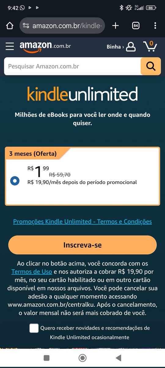 E a Amazon que na bienal está dando só 30 dias grátis mas tá liberando pra várias contas de casa a promo do Ku 🗣️

3 meses de Ku por 1.99 ONNNN🔥🔥🔥

Link:

amazon.com.br/kindle-dbs/hz/…