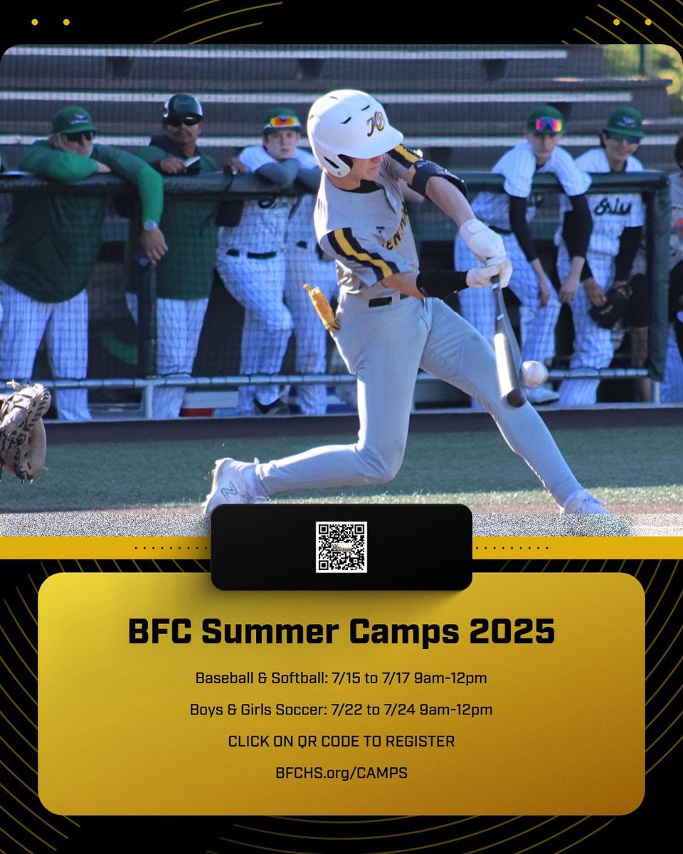BFC_Athletics (@bfc_athletics) on Twitter photo BFC 2025 Summer Athletics Camps:
Baseball & Softball: 7/15 to 7/17 9am-12pm
Boys & Girls Soccer: 7/22 to 7/24 9am-12pm
CLICK ON QR CODE TO REGISTER
BFCHS.org/CAMPS
<a href="/BFC_Baseball/">BFC Baseball</a> @bfcwsoc <a href="/BishopFoley/">Bishop Foley Catholic High School</a> BFC 2025 Summer Athletics Camps:
Baseball & Softball: 7/15 to 7/17 9am-12pm
Boys & Girls Soccer: 7/22 to 7/24 9am-12pm
CLICK ON QR CODE TO REGISTER
BFCHS.org/CAMPS
<a href="/BFC_Baseball/">BFC Baseball</a> @bfcwsoc <a href="/BishopFoley/">Bishop Foley Catholic High School</a>