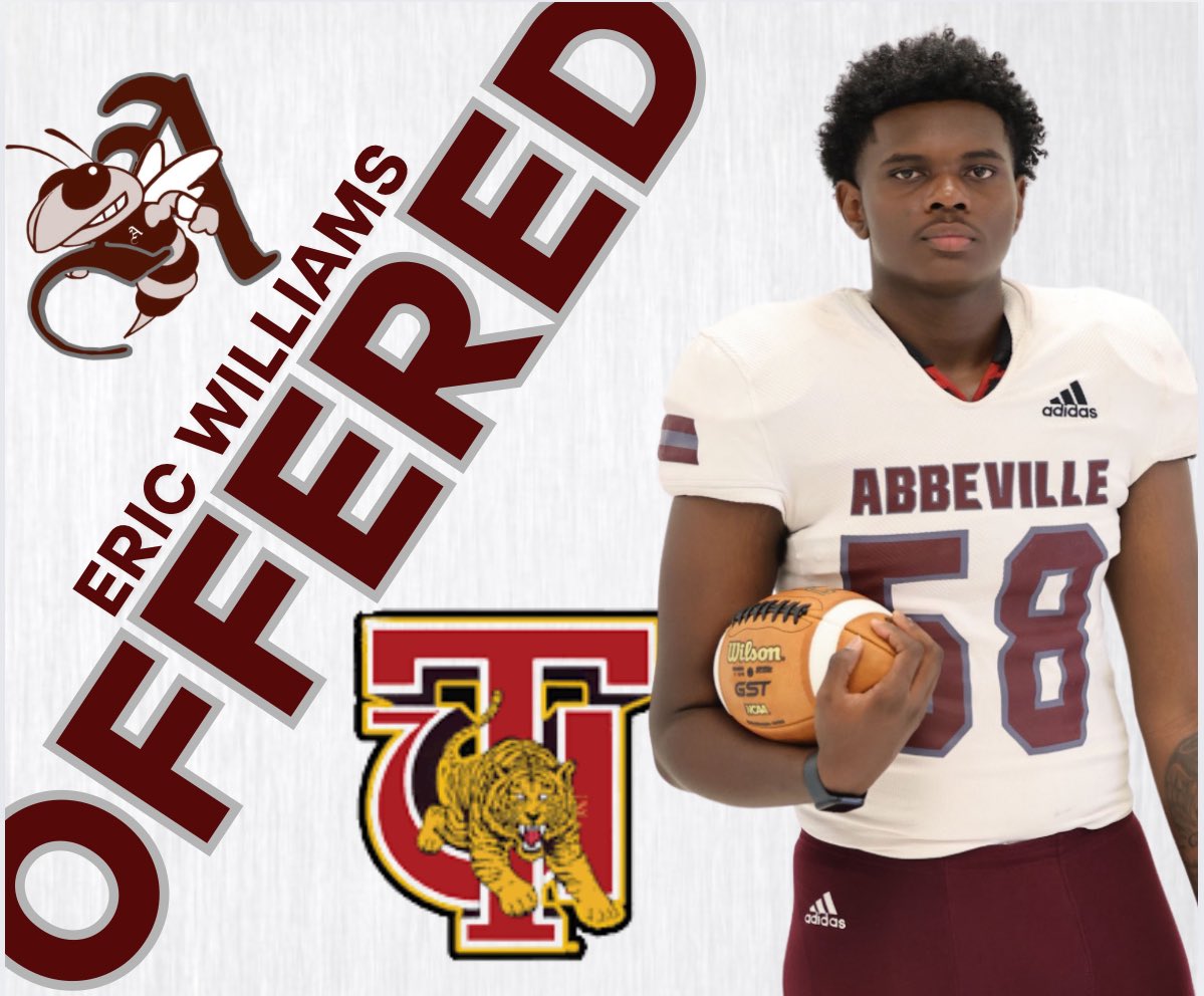 LaBrian Stewart (@cchstew) on Twitter photo Congrats to Hive Nation’s rising Soph. DE/OT Eric Williams Jr for receiving his first offer from Tuskegee University today at camp. Thanks Coach Aarron James for Recruiting the Ville!
#HiveNation
#RecruitTheVille <a href="/SkegeeFootball/">Tuskegee Football</a>
<a href="/AL_Recruiting/">AL Recruiting</a>
<a href="/DynastyUrec/">DynastyU</a> Congrats to Hive Nation’s rising Soph. DE/OT Eric Williams Jr for receiving his first offer from Tuskegee University today at camp. Thanks Coach Aarron James for Recruiting the Ville!
#HiveNation
#RecruitTheVille <a href="/SkegeeFootball/">Tuskegee Football</a>
<a href="/AL_Recruiting/">AL Recruiting</a>
<a href="/DynastyUrec/">DynastyU</a>
