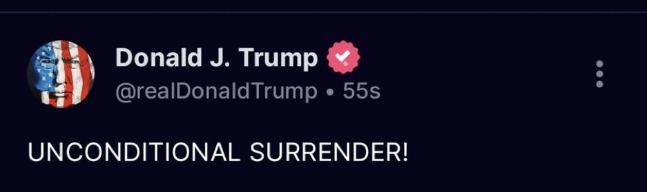 Donald Trump: Unconditional surrender! And America is not in war