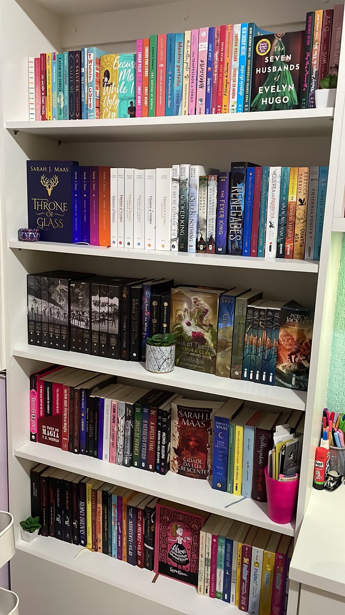 limpei a estante e o carrinho de livros no final de semana e ta tudo tao lindo😭💗