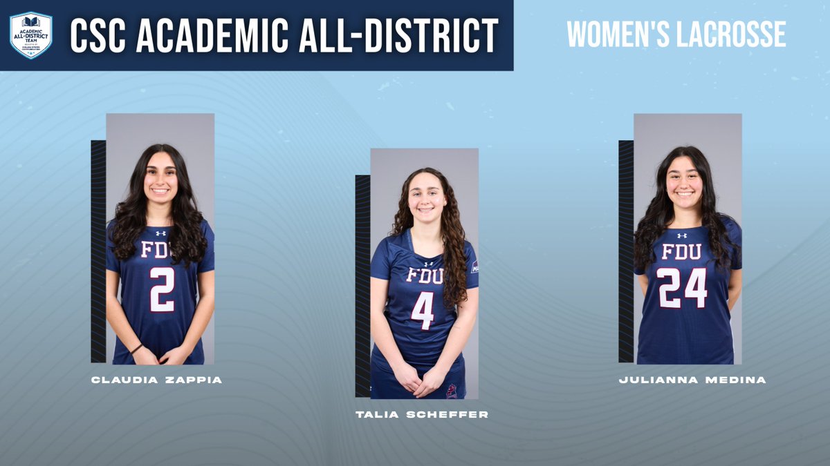 FDUDevils's tweet image. AWARDS | Three @fduwlacrosse
Student-Athletes Earn First CSC Academic All-District Honors.
Full Release: tinyurl.com/ns6ttjsc
#HornsUp #HeatsRising