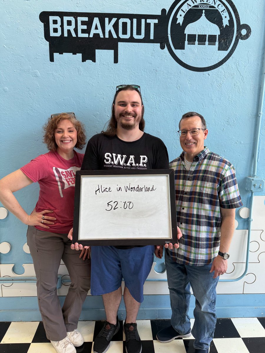 Lied Center staff members “escaped” yesterday for our annual team outing! What a thrilling team-building experience at Breakout Lawrence in the Civil War room and the Alice in Wonderland room!