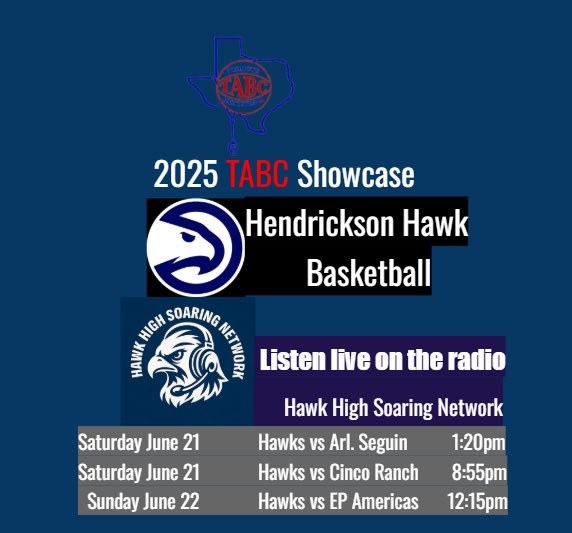 Hawk High Soaring Network (@hhsoaringn2024) on Twitter photo Hawk High Soaring Network is hitting the road for Hendrickson Hawk Basketball @ the 2025 TABC Showcase.
Pregame will depend on availability before each game.
Go Hawks!
<a href="/Hawk_Hoops/">Hendrickson Hoops</a> <a href="/SeguinBoys/">Arlington Seguin Hoops ๐๐พ</a> <a href="/CincoHoops/">Cinco Ranch Boys Basketball</a> <a href="/AmericasBbb/">AmericasBBB</a> <a href="/Tabchoops/">๐๐ผ๐ฝ๐พ๐๐</a> <a href="/PfISDAthletics/">PfISD Athletics</a> <a href="/PfISD_AD/">Jonathan Lamb</a>
#tabcshowcase Hawk High Soaring Network is hitting the road for Hendrickson Hawk Basketball @ the 2025 TABC Showcase.
Pregame will depend on availability before each game.
Go Hawks!
<a href="/Hawk_Hoops/">Hendrickson Hoops</a> <a href="/SeguinBoys/">Arlington Seguin Hoops ๐๐พ</a> <a href="/CincoHoops/">Cinco Ranch Boys Basketball</a> <a href="/AmericasBbb/">AmericasBBB</a> <a href="/Tabchoops/">๐๐ผ๐ฝ๐พ๐๐</a> <a href="/PfISDAthletics/">PfISD Athletics</a> <a href="/PfISD_AD/">Jonathan Lamb</a>
#tabcshowcase