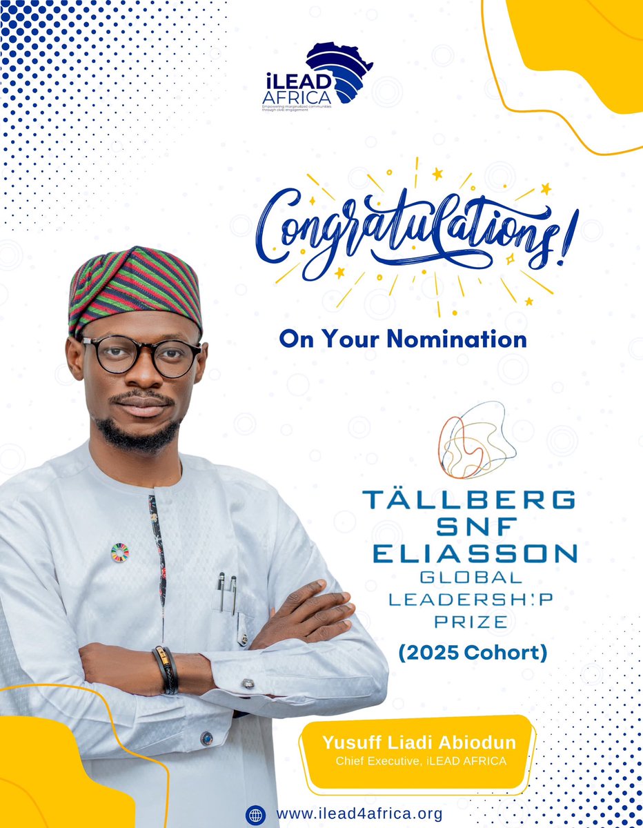 ilead4africa's tweet photo. Congratulations to our visionary CE, @codedbdchange, on his nomination for the 2025 Tällberg-SNF-Eliasson Global Leadership Prize!🎉
Your leadership continues to inspire a generation. This is just the beginning. 🚀
#TällbergPrize2025 #iLEADer #iLeadAfrica #GlobalLeadershipPrize https://t.co/dKPW8kcCPF
