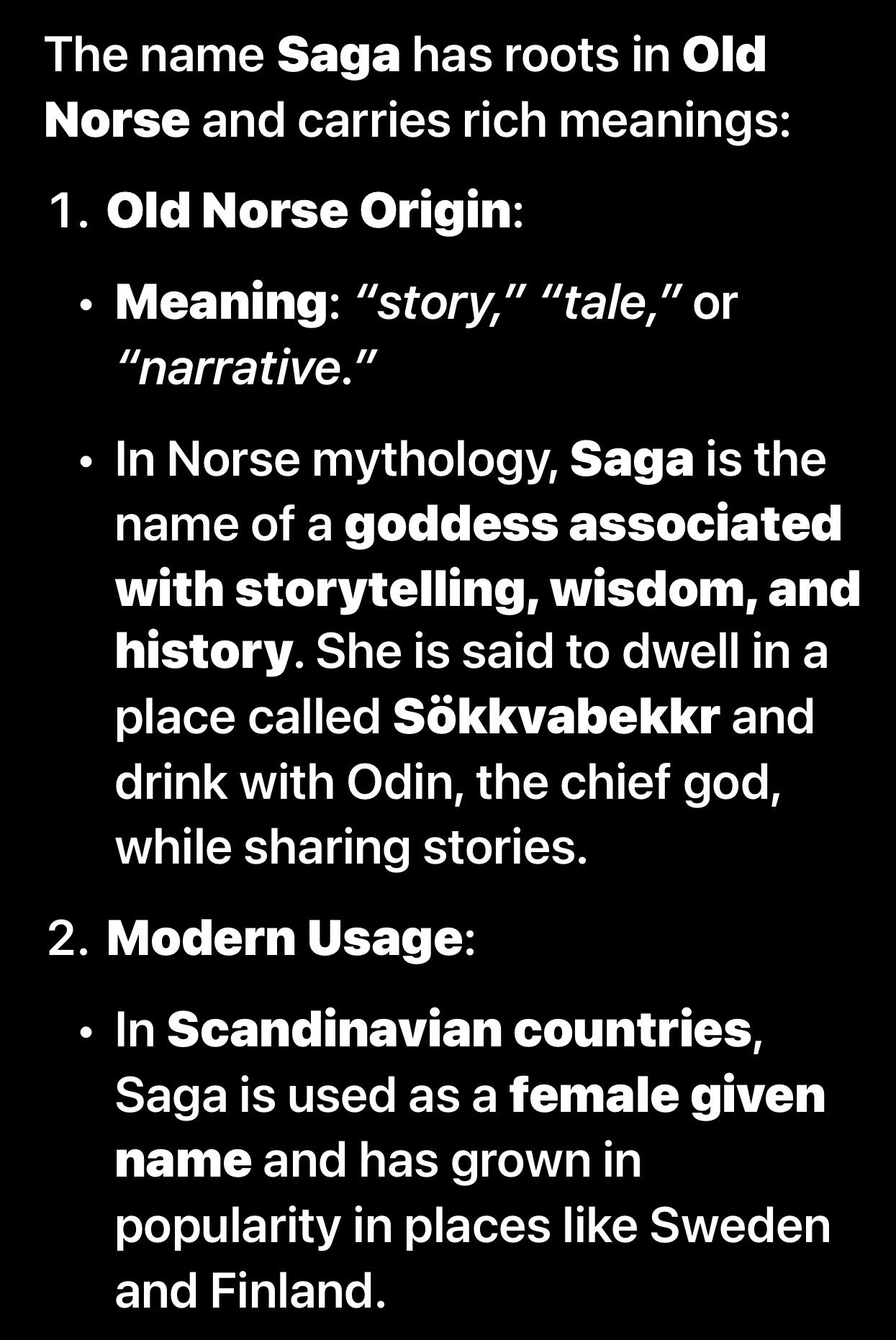 Saga - Name Meaning Origin And Popularity