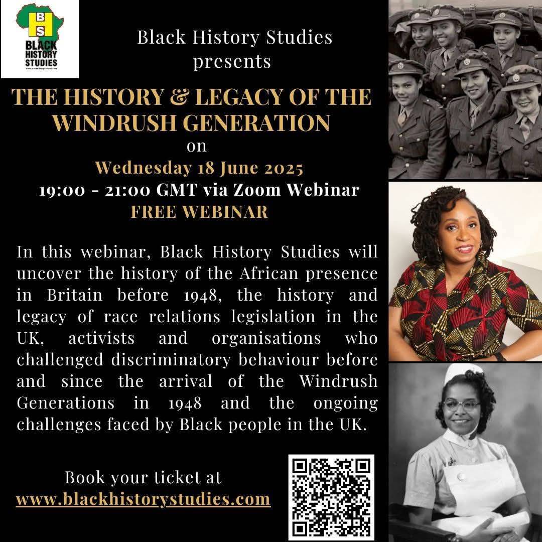 TOMORROW! BOOK NOW on our FREE WEBINAR titled 'The History &amp; Legacy of the Windrush Generation' on Wed 18 June 2025 at 19:00 GMT. Book your FREE tickets here 
us02web.zoom.us/webinar/regist… #windrush77