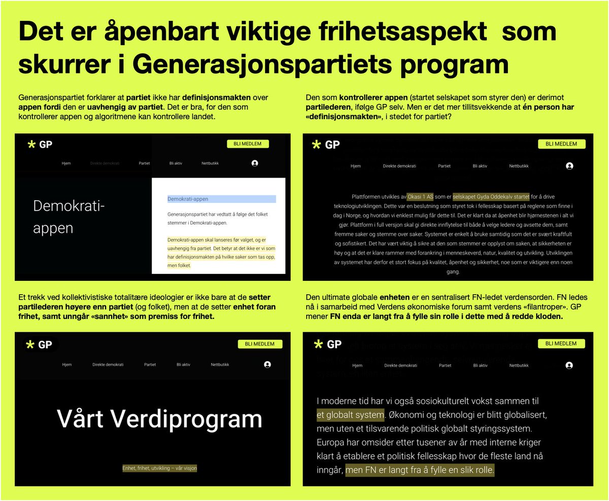 Er Generasjonspartiet et robust, konfronterende og prinsippfast frihetsparti?

Statskanalen har slått vingene rundt Gyda Ulrike Oddekalv. Hvorfor det? Hvorfor støtter også Innovasjon Norge (staten) dem? Hvorfor er ikke GP åpne om at de er et sosialistisk parti?