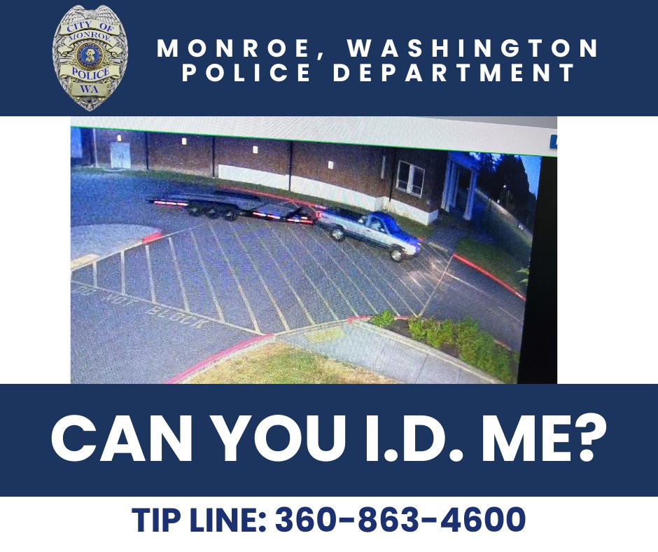 Contact the Monroe Washington Police Department Tip Line at 360-863-4600 if you have any information about the theft of this trailer from Monroe School District property in the very early morning of Mon. June 16, 2025.