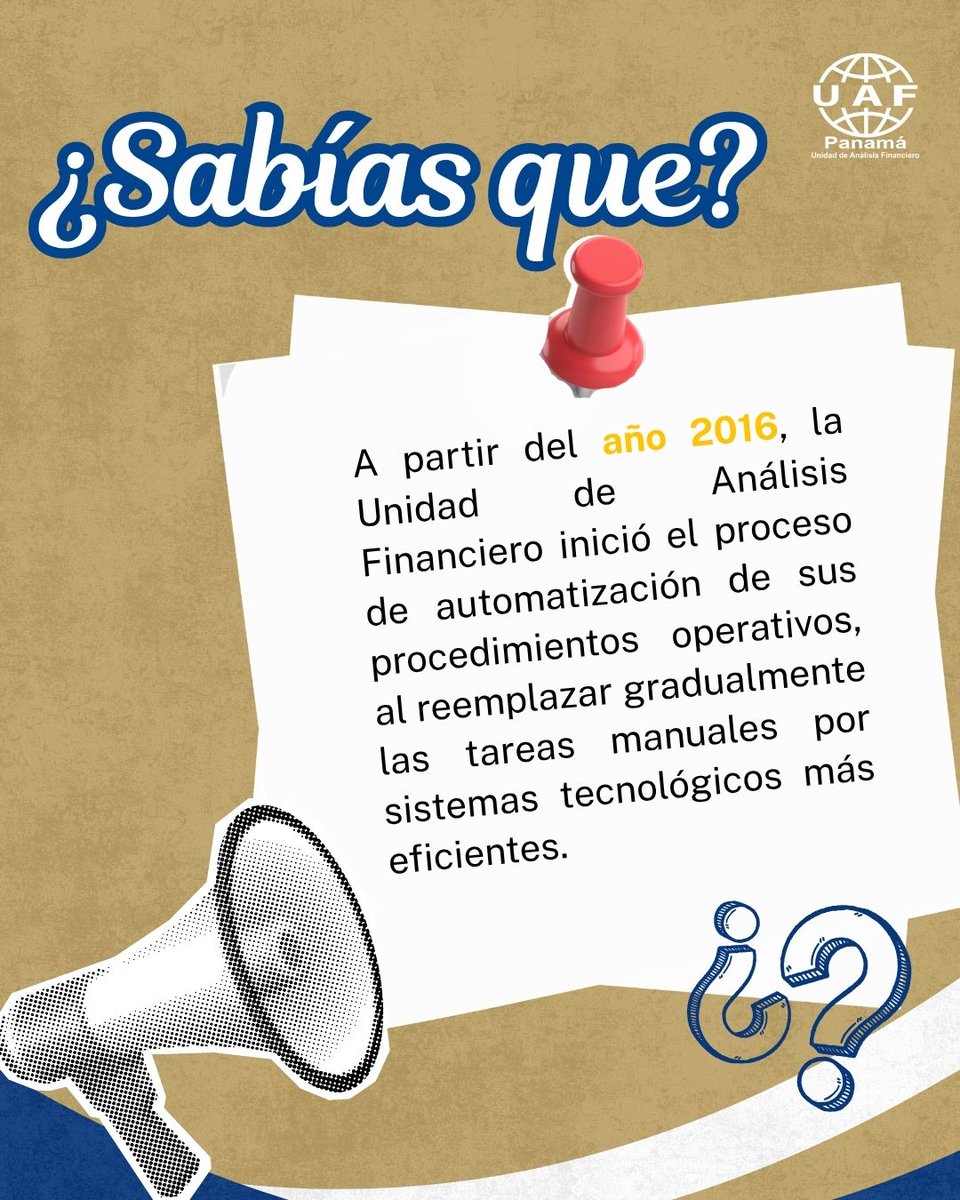 🔎 ¿Sabías que en el 2016 la Unidad de Análisis Financiero marca el inicio de su transformación digital?

📢 Comparte esta información para que más personas conozcan este dato crucial sobre la Unidad de Análisis Financiero.