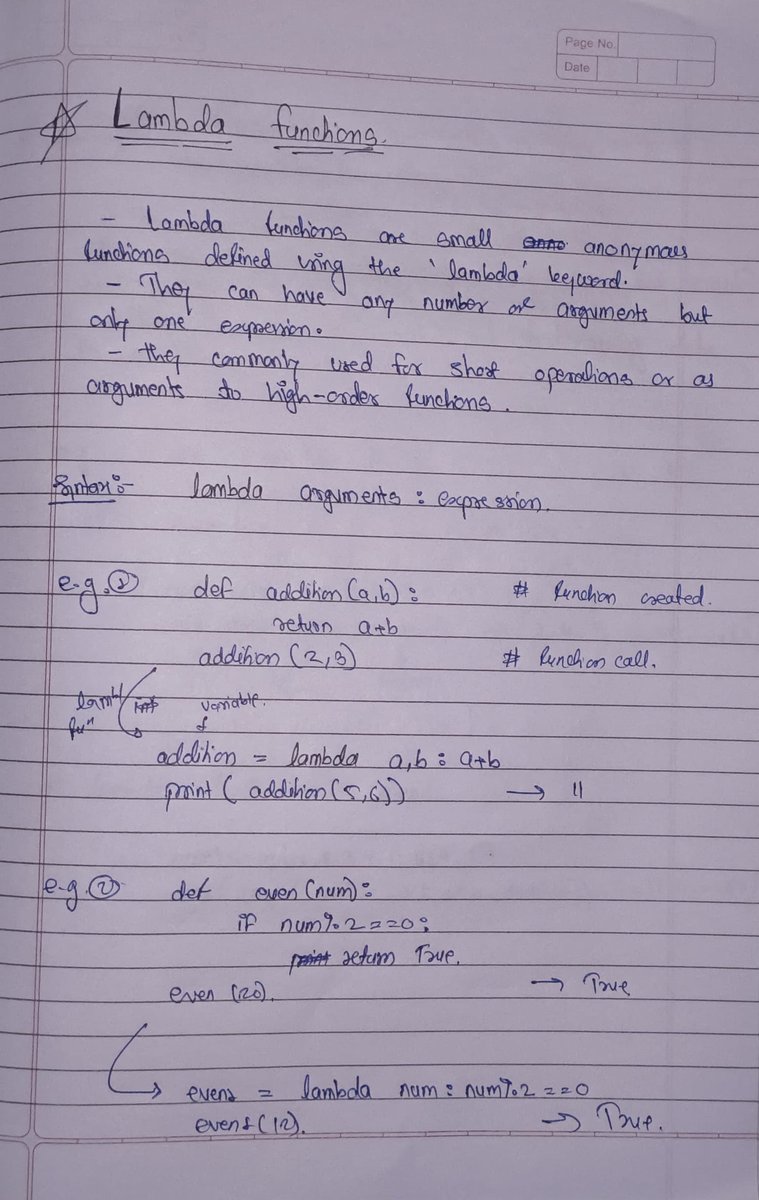 Vishal_Rewaskar's tweet image. Day 6 Bootcamp Recap (17 June):
📚 Topics Covered:
→ Functions
→ Lambda Functions
→ map()
→ filter()
💻 Practiced all the lecture codes — my brain’s now mapping and filtering real life 😅
#100DaysOfCode #PythonBootcamp #LearnToCode #Python