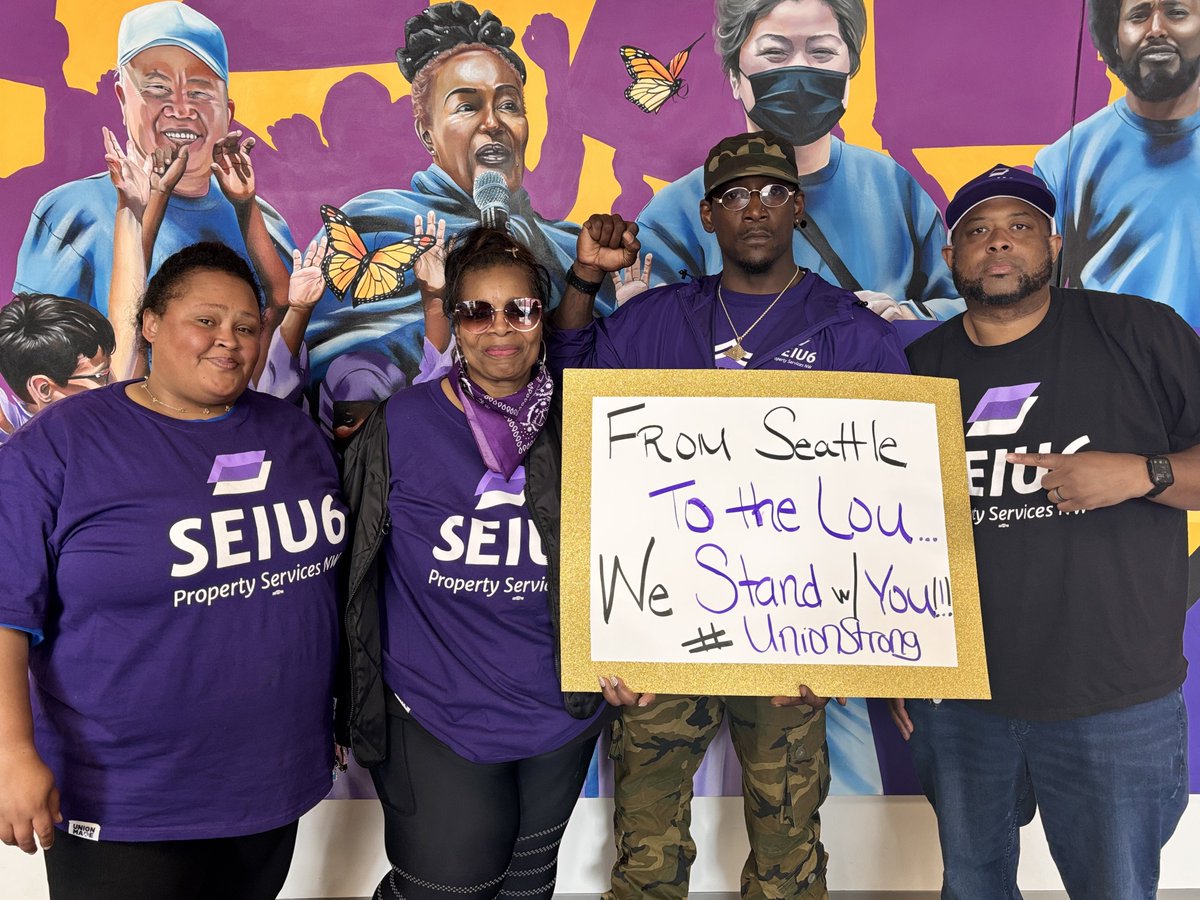 Shout out to <a href="/seiu775/">SEIU 775</a> members showing solidarity with <a href="/GardaWorld/">GardaWorld</a> security officers in St. Louis who are ready to form a union. These security officers at <a href="/flystl/">STL Airport</a> are building a worker power movement to win the dignity and respect working people deserve! #UnionsForAll