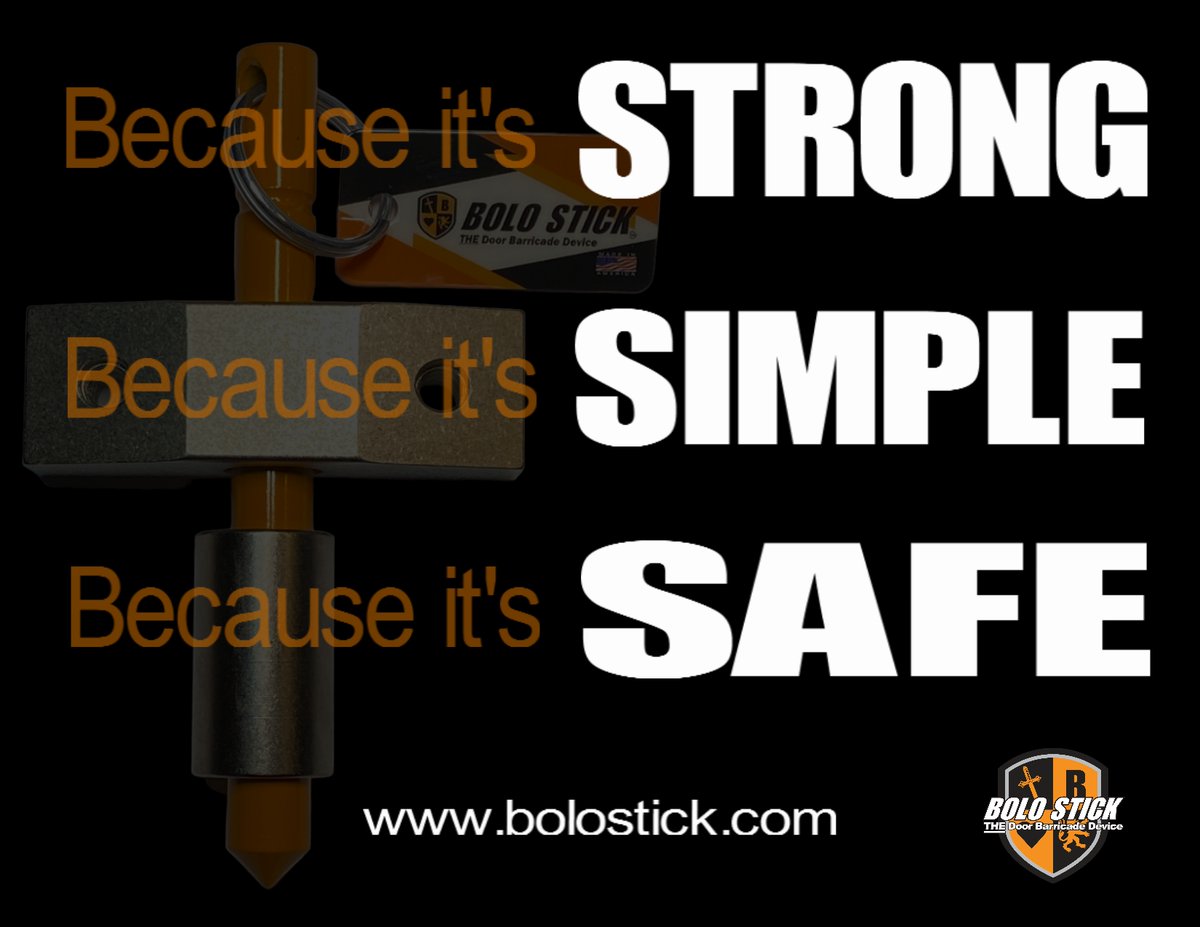 Your School, your Church, or your Business could be the next target of an Active Shooter.  Ask yourself, are you prepared to safeguard yourself and others against unwanted room entry?  The American made Bolo Stick door barricade operates in one simple step and installs easily.