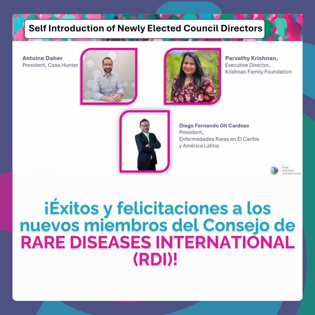 #BuenasNoticias Celebramos el nombramiento de Diego Gil Cardozo, presidente de <a href="/Ercalgroup_/">ERCAL Enfermedades Raras El Caribe yAmérica Latina</a>  y director ejecutivo de #FECOER, ha sido elegido como miembro del Consejo Directivo de Rare Diseases International (RDI). Su presencia allí no es solo un logro personal, es una conquista