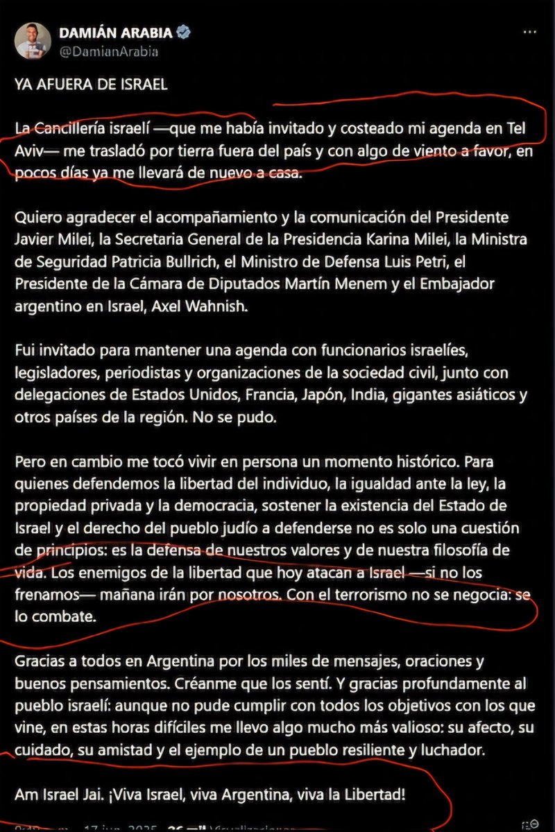 Gustavo Cangiano (@gcangiano) on Twitter photo Quisiera saber qué piensa <a href="/AgustinLaje/">Agustín Laje</a> d esta clara manifestación d "globalismo woke" q ponen de manifiesto Israel, el Gobierno de Milei, el diputado <a href="/DamianArabia/">DAMIÁN ARABIA</a> y el lobby lgbt.
Supongo que en su fuero interno le repudia, pero no va a decir nada x razones de "realpolitik". Quisiera saber qué piensa <a href="/AgustinLaje/">Agustín Laje</a> d esta clara manifestación d "globalismo woke" q ponen de manifiesto Israel, el Gobierno de Milei, el diputado <a href="/DamianArabia/">DAMIÁN ARABIA</a> y el lobby lgbt.
Supongo que en su fuero interno le repudia, pero no va a decir nada x razones de "realpolitik".