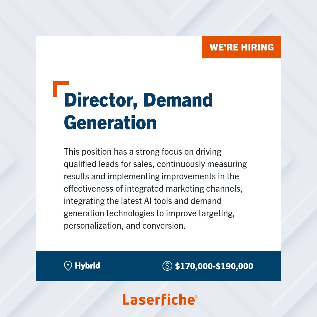 We're looking for our next Director of Demand Generation: lsrfch.co/3TqGhKZ