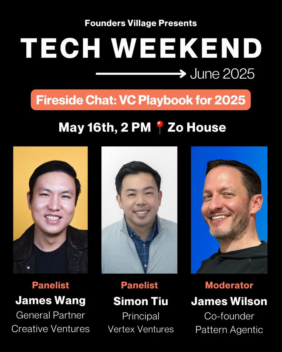 Coming Up at Tech Weekend – June 2025

Fireside Chat: Inside the VC Playbook — Investor Insights for 2025

Join us for an unfiltered conversation with two top investors as they share what they’re looking for in 2025, the trends they're betting on, and how founders can stand out