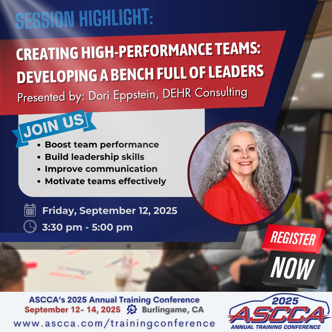 Join us at ASCCA's Annual Training Conference!
📅 Sep. 12-14, 2025 | 📍 Burlingame, CA

⭐ Session: Creating High-Performance Teams: Developing a Bench Full of Leaders
With: Dori Eppstein, DEHR Consulting

➡️ Register: ow.ly/HtaY50WaWtX
➡️ Read more: ow.ly/cEWS50WaWtV