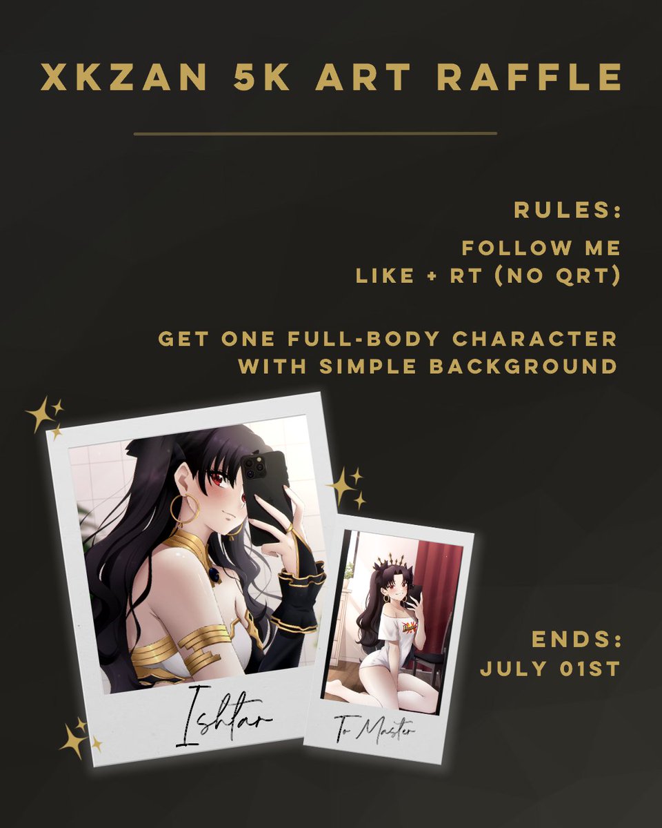 5K SPECIAL ART RAFFLE
Thank you for all your love 💖

1 Winner
Prize: One full-body character with a simple background

RULES
• Follow me
• Like + RT (no QRT)

Ends: July 1st
Good luck, everyone!

#artraffle #artgiveaway