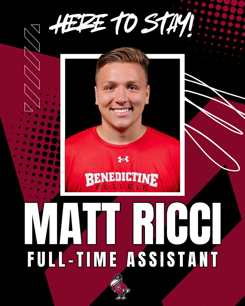 Graduate Assistant ➡️ Full-Time Assistant‼️

Congratulations to Matt Ricci for his promotion to full-time assistant for Benedictine College Women’s Soccer!

#TAG