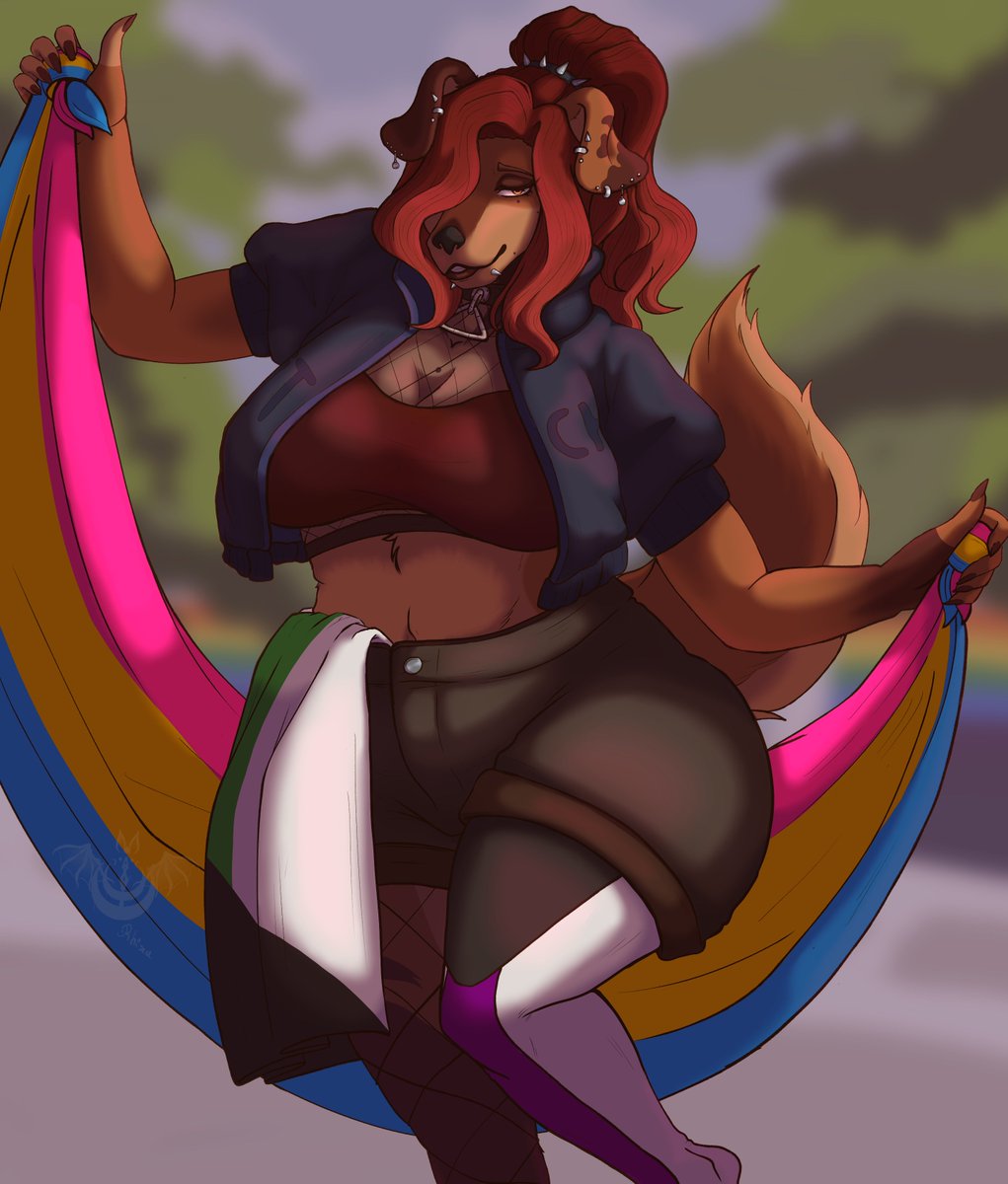 Happy Pride to everyone !! 
(yes i'm always late-)  
#Pridemonth #art #illustration #oc #drawing #furry