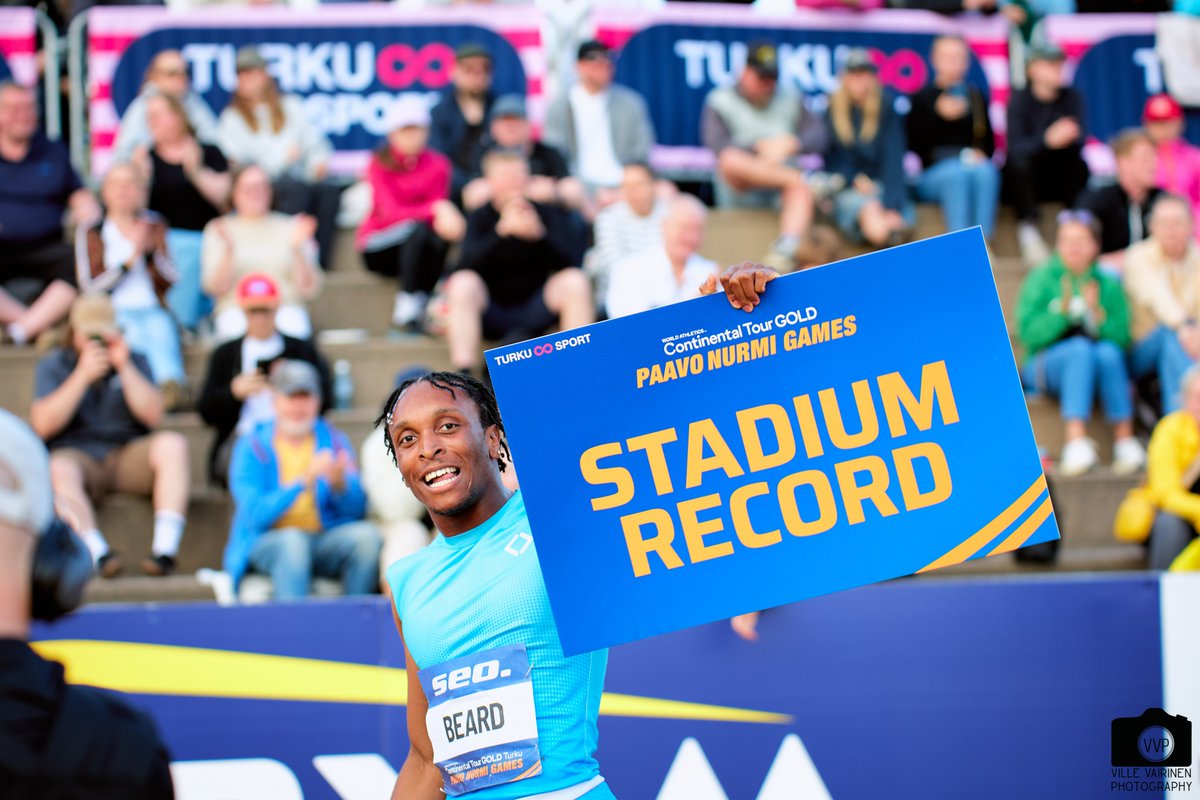 A night of stadium records! Dylan Beard wins the men’s 110m hurdles in 13.16!

#PaavoNurmiGames #ContinentalTourGold #WorldAthletics #Turku