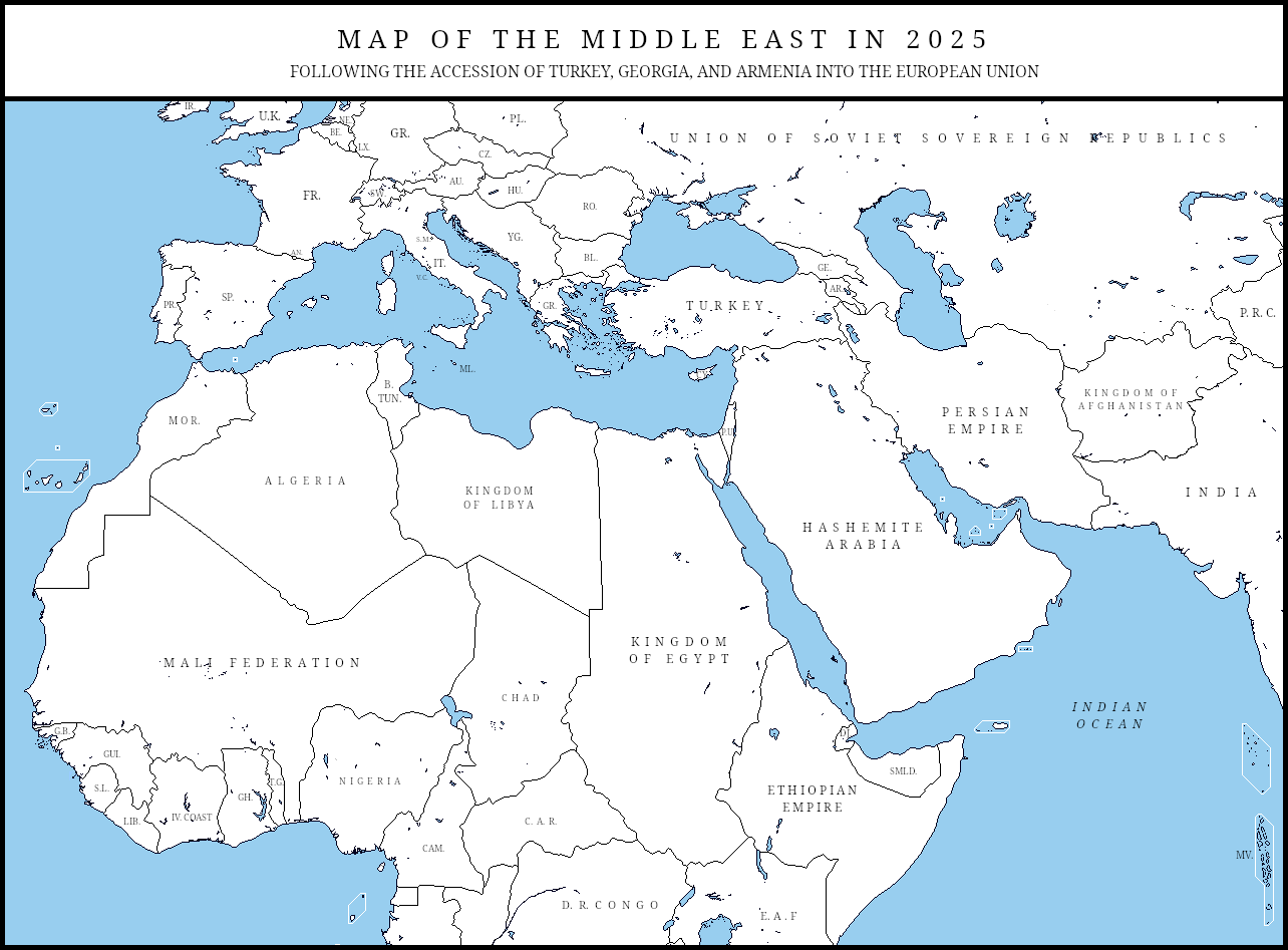 North Africa And Middle East Blank Map