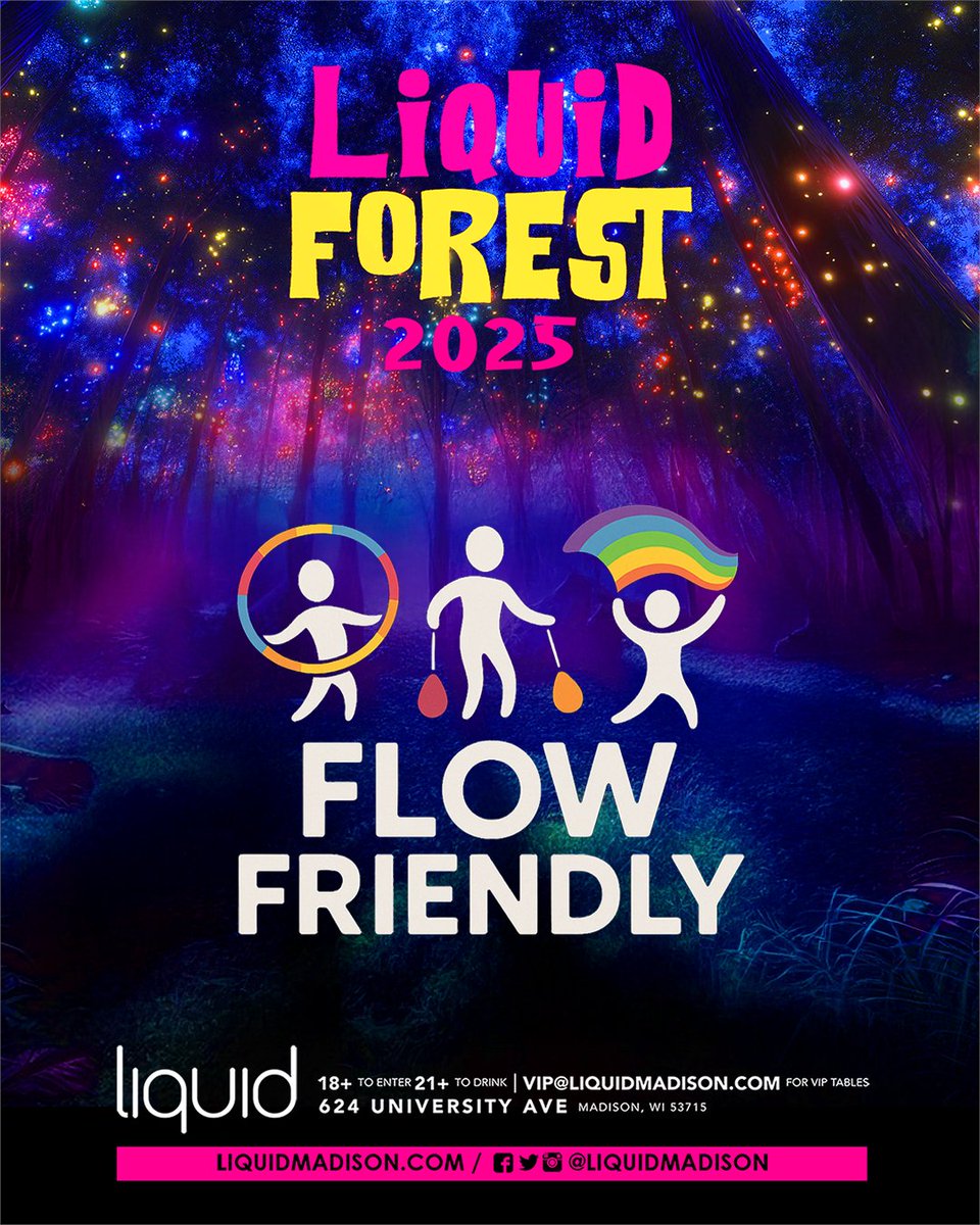 🎪 Attention Flow Fam! Liquid Forest is our BIGGEST flow-friendly event of the year, and we want YOU to light up the room with your moves! 🌈💫

Check our instagram as we're offering FREE 2-day guest list passes to all verified or public flow artists who want to come showcase