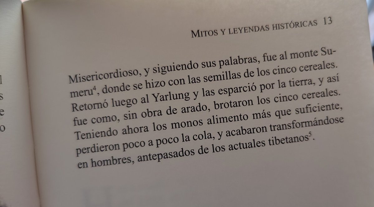 Omphals1's tweet image. Un cuentecito narra cómo los habitantes del Tíbet descienden de la unión de una "ogra" (srin-mo en el original) y un mono entregado a la meditación, discípulo del bodhisattva Avalokitesvara. Lo que parece algo grotesco es más bien una historia budista que ejemplifica la compasión