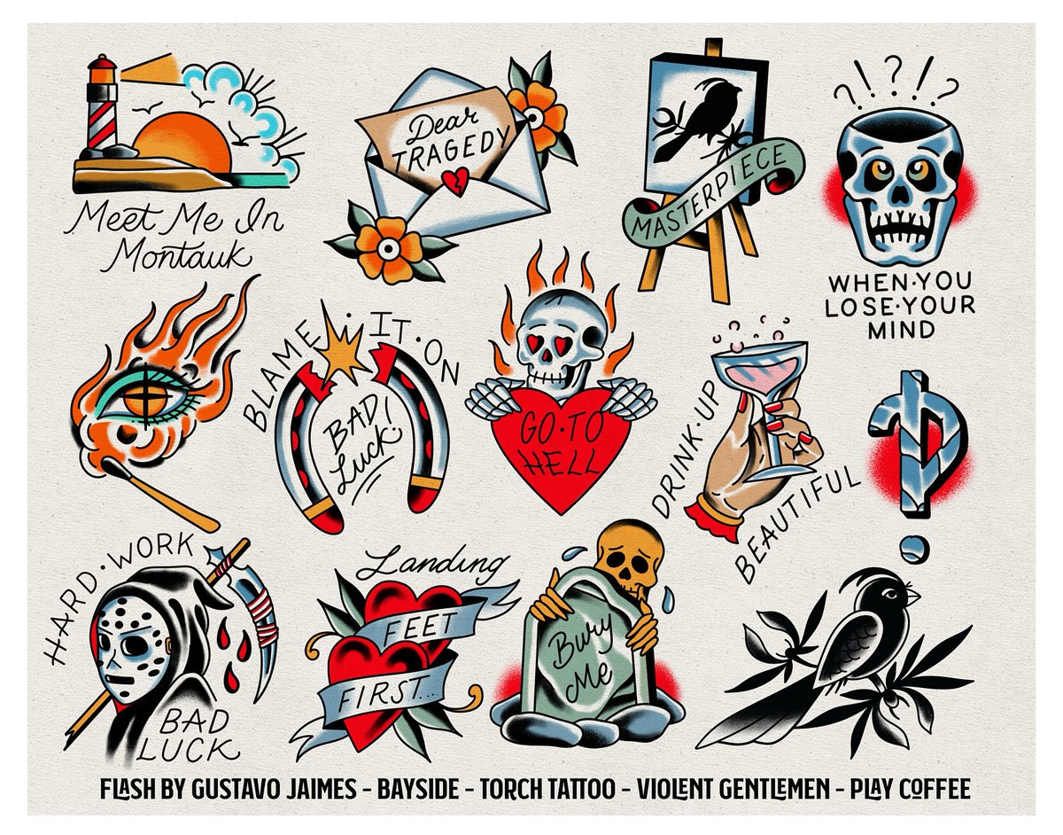 Our buddies at <a href="/TorchTattoo/">Torch Tattoo</a> in Anaheim are helping us celebrate our 25th anniversary with a Bayside flash tattoo event this Thursday and Friday.

Pick one of the designs from this sheet with prices $100-$200. You’ll also get a FREE print of this flash sheet when you get tattooed.