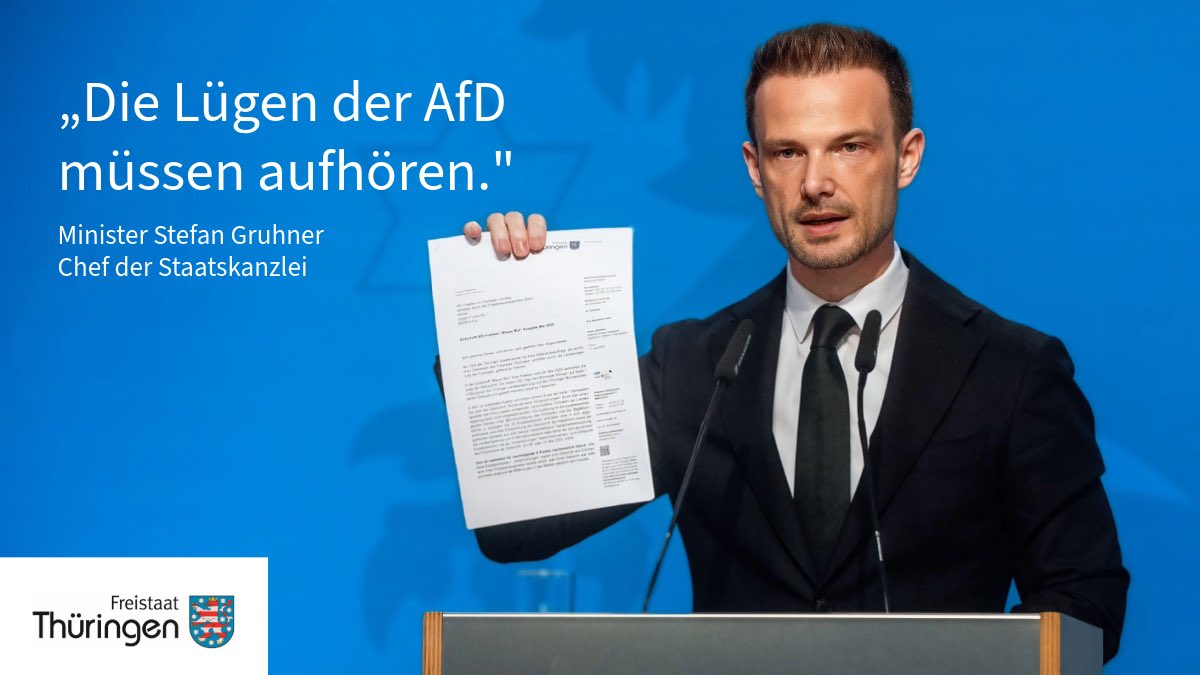 „Die Lügen der AfD müssen aufhören. Wir sind bereit, uns in der Sache mit der Opposition auseinanderzusetzen. Wir lassen es uns aber nicht gefallen, wenn offenkundig unwahre Behauptungen als Mittel der politischen Auseinandersetzung genutzt werden", 
so Staatskanzleichef Stefan