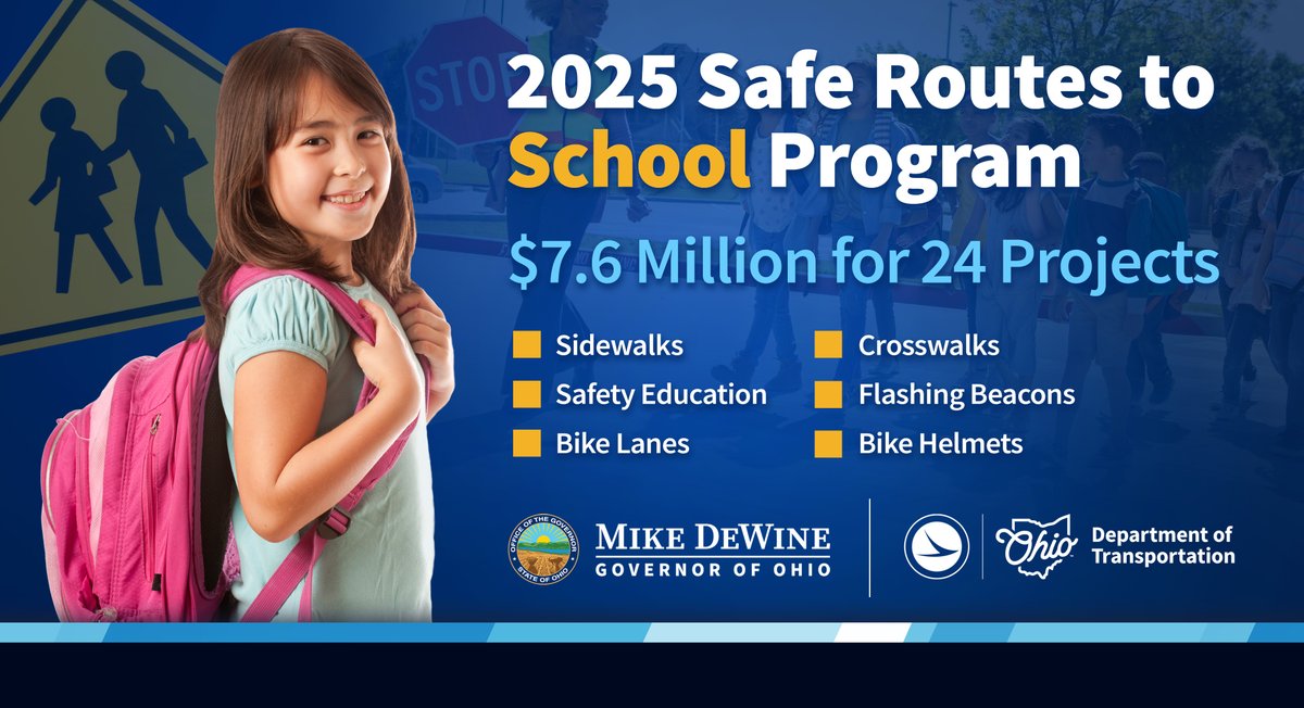 Governor Mike DeWine (@govmikedewine) on Twitter photo Today we announced several projects to improve safety for K-12 students who walk or bike to school. These are more than just transportation projects, they are investments in the health, safety, and future of our children. bit.ly/4e84iQE <a href="/ODOT_Statewide/">Ohio Dept of Transportation</a> Today we announced several projects to improve safety for K-12 students who walk or bike to school. These are more than just transportation projects, they are investments in the health, safety, and future of our children. bit.ly/4e84iQE <a href="/ODOT_Statewide/">Ohio Dept of Transportation</a>