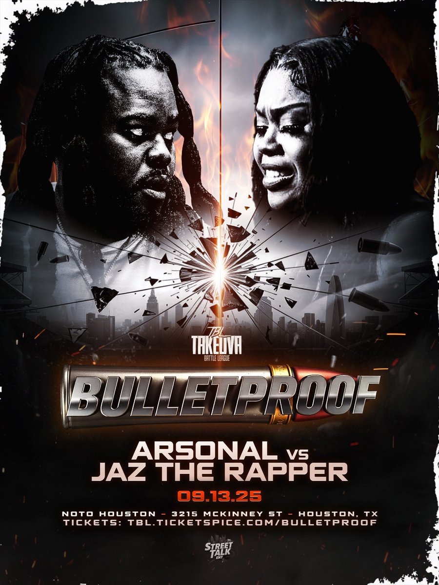I am on an ICON run ⭐️ 

JAZ THE RAPPER vs ARSONAL 

September 13th. Bulletproof. 

🎟️: tbl.ticketspice.com/bulletproof