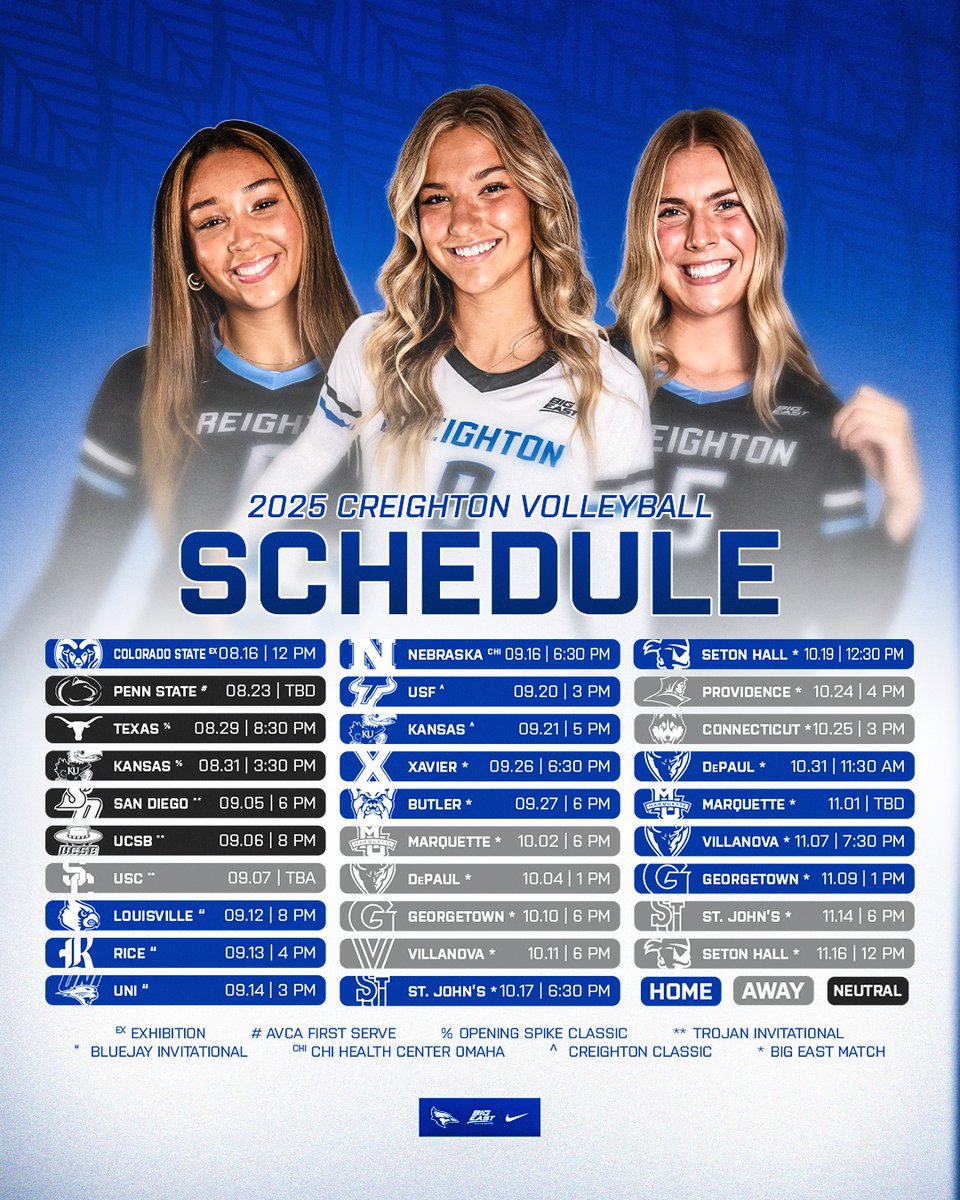 CreightonVB's tweet image. 𝐎𝐔𝐑 𝟐𝟎𝟐𝟓 𝐒𝐂𝐇𝐄𝐃𝐔𝐋𝐄 𝐈𝐒 𝐇𝐄𝐑𝐄!
📰 gocreighton.com/news/2025/6/17…
🎟️ gocreighton.com/buy
#GoJays