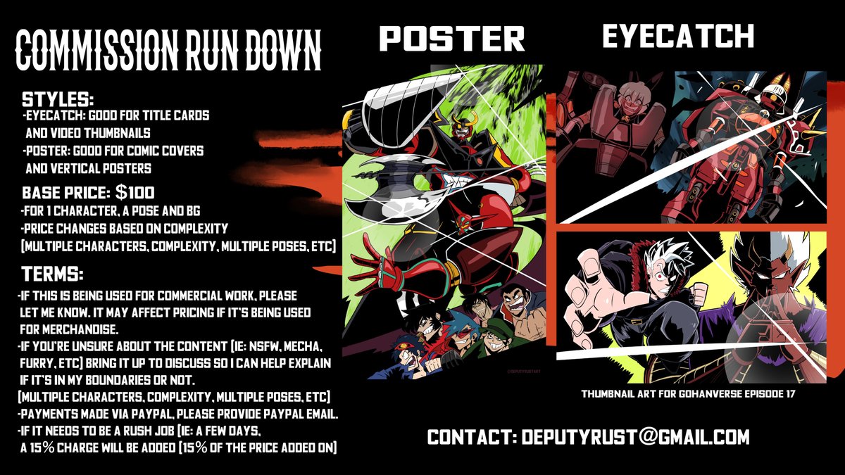 Open for work! Only 10 slots open!

Email (deputyrust@gmail.com) or dm for more!