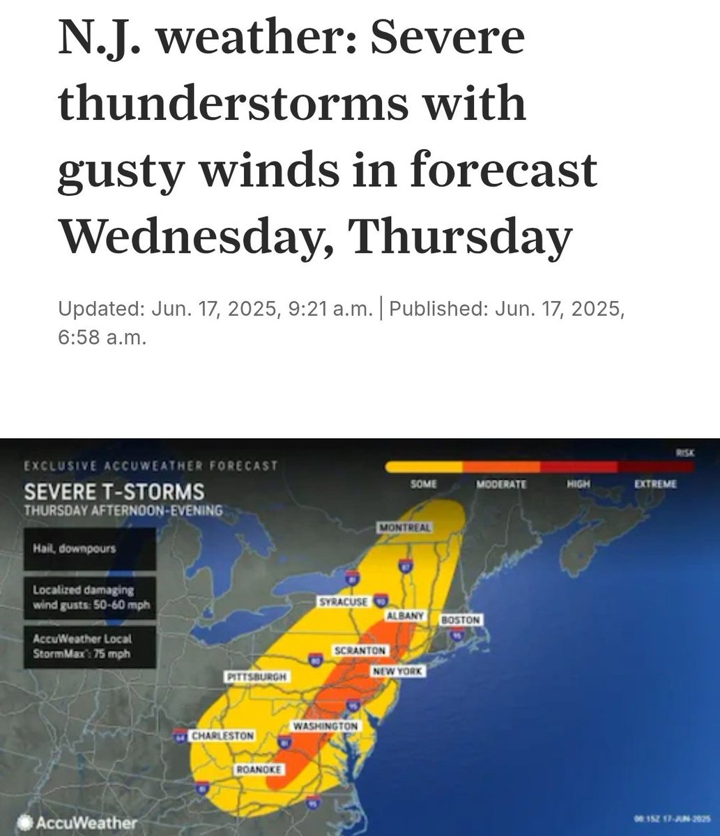Severe thunderstorms with gusty winds in forecast Wednesday, Thursday 😢

Are we ever going to see the sun again NJ?