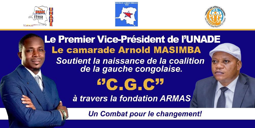 unadeofficiel's tweet photo. 🤝 La fondation ARMAS soutient pleinement la sortie officielle de la #CGC.
Une nouvelle voix s’élève, sociale, patriotique, populaire.
#ArnoldMASIMBA #UNADE https://t.co/cZDyhG5Yn0